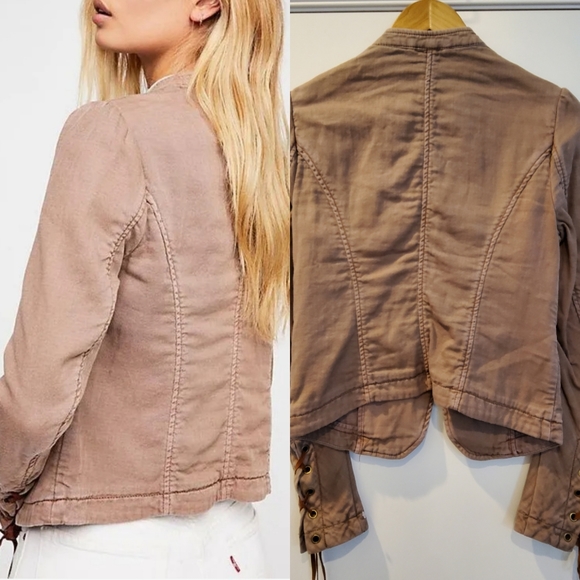 Free People Jagger Lace Up Blazer - Mauve - XS - Picture 3 of 7